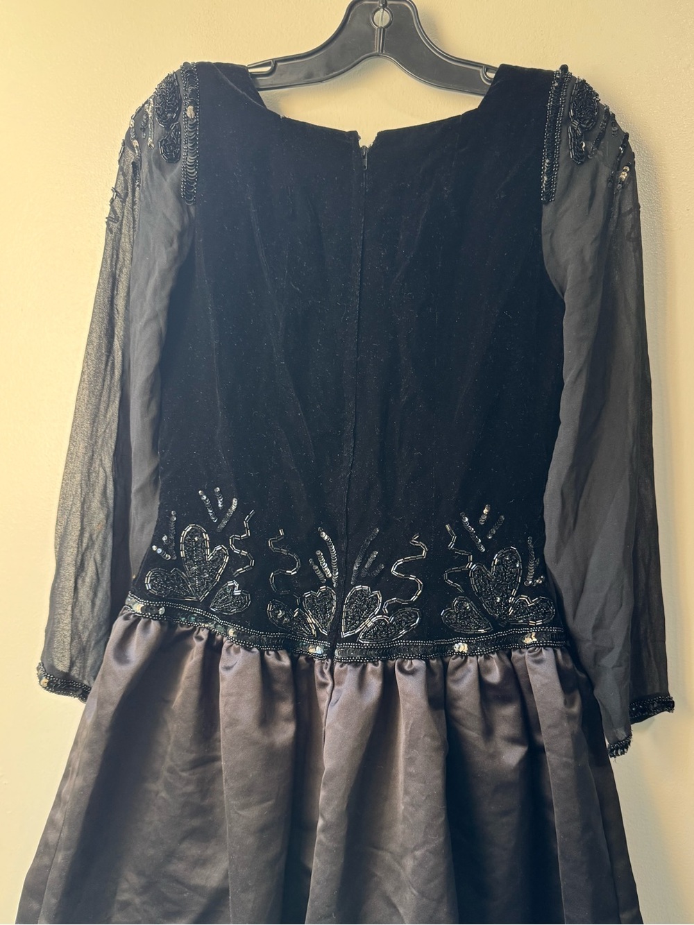 Vintage 80’s Fabrice New York Party Black Beaded Sheer Mini Dress - Picture 9 of 16